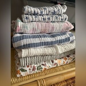 100% cotton swaddle blankets + burp clothes